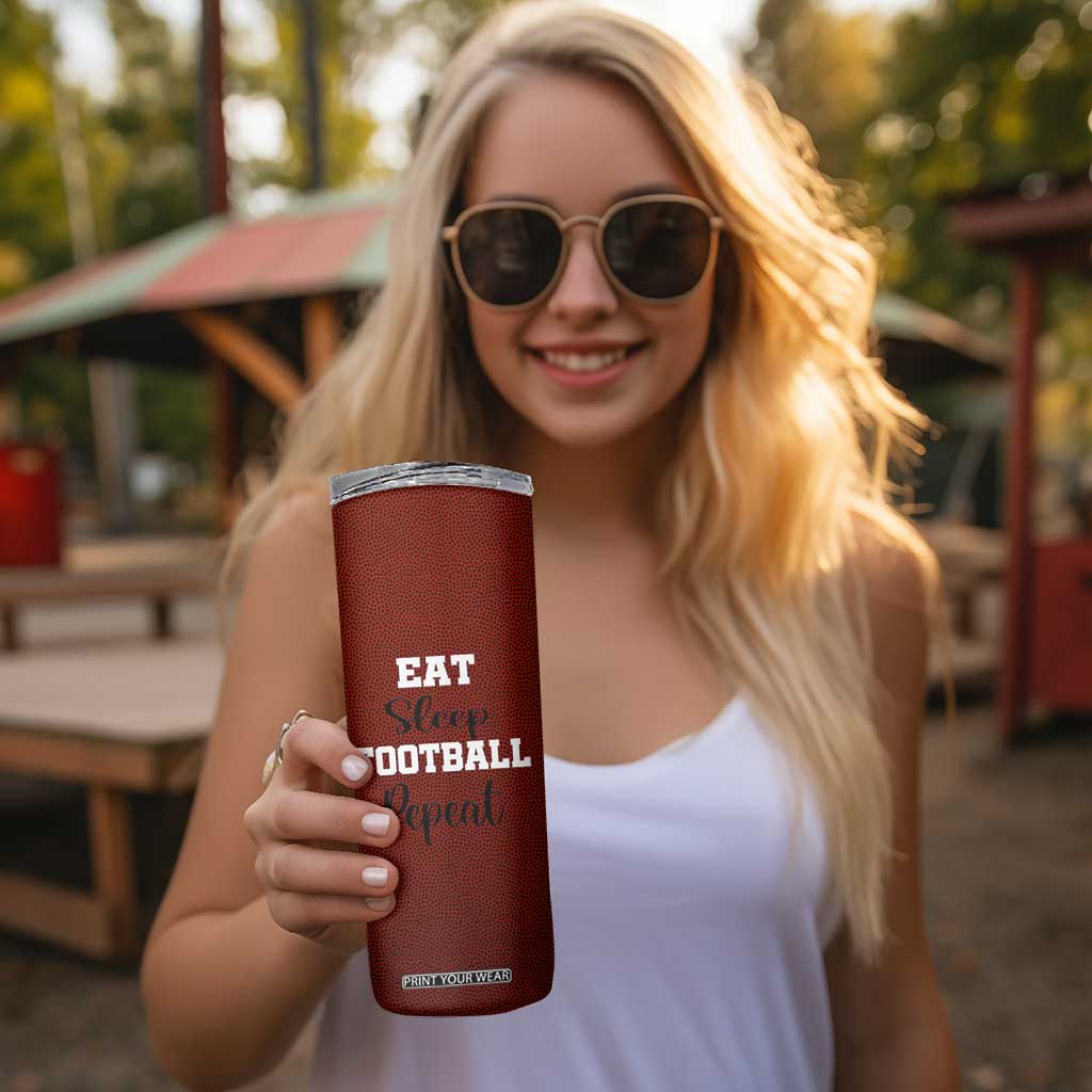 American Football Skinny Tumbler Eat Sleep Football Repeat Dad Fans Coaches TB10 Print Your Wear