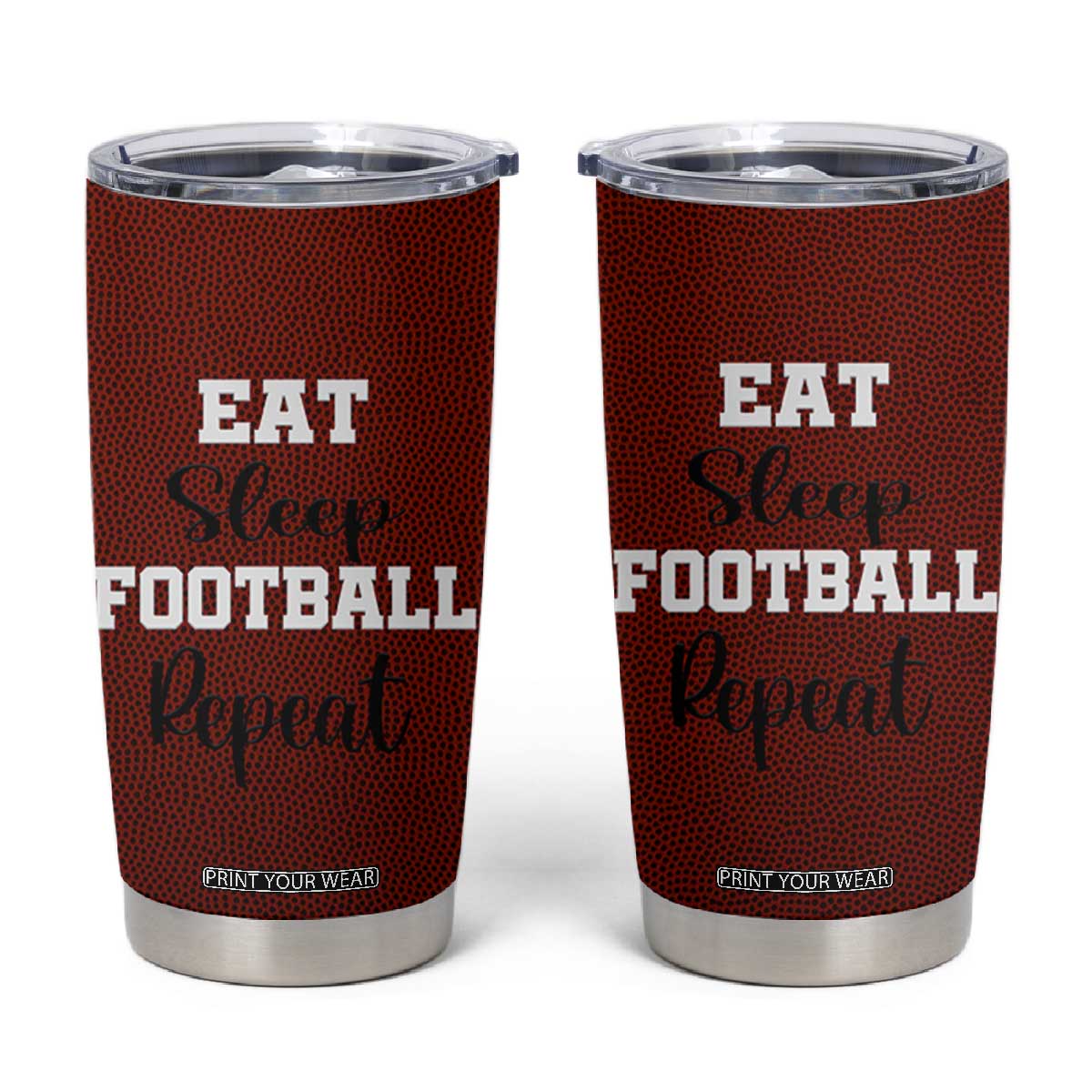 American Football Tumbler Cup Eat Sleep Football Repeat Dad Fans Coaches TB10 Brown Print Your Wear