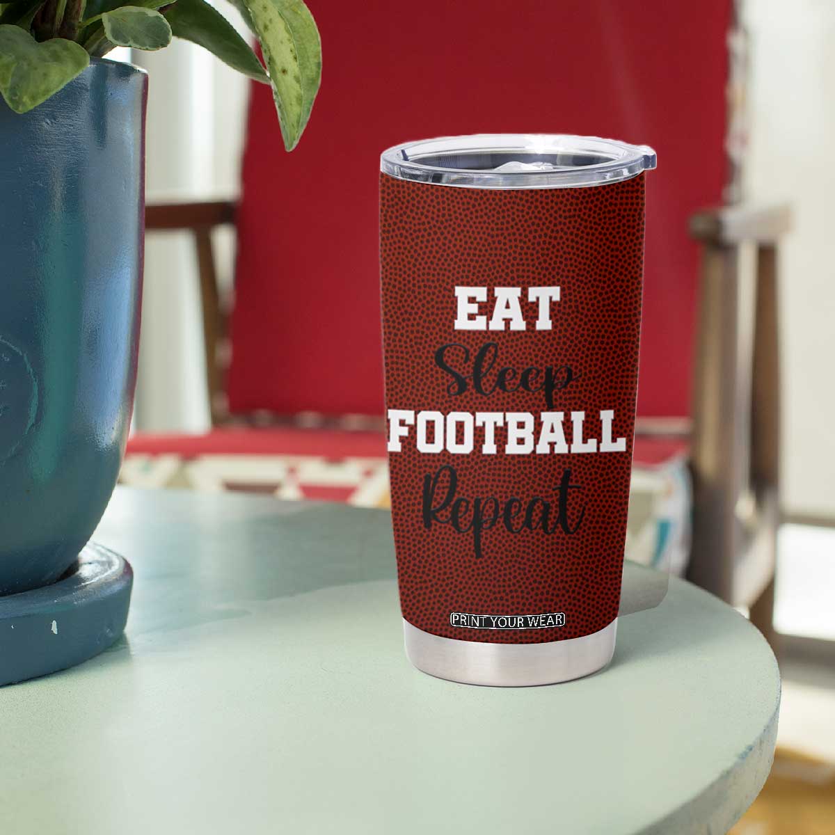 American Football Tumbler Cup Eat Sleep Football Repeat Dad Fans Coaches TB10 Print Your Wear