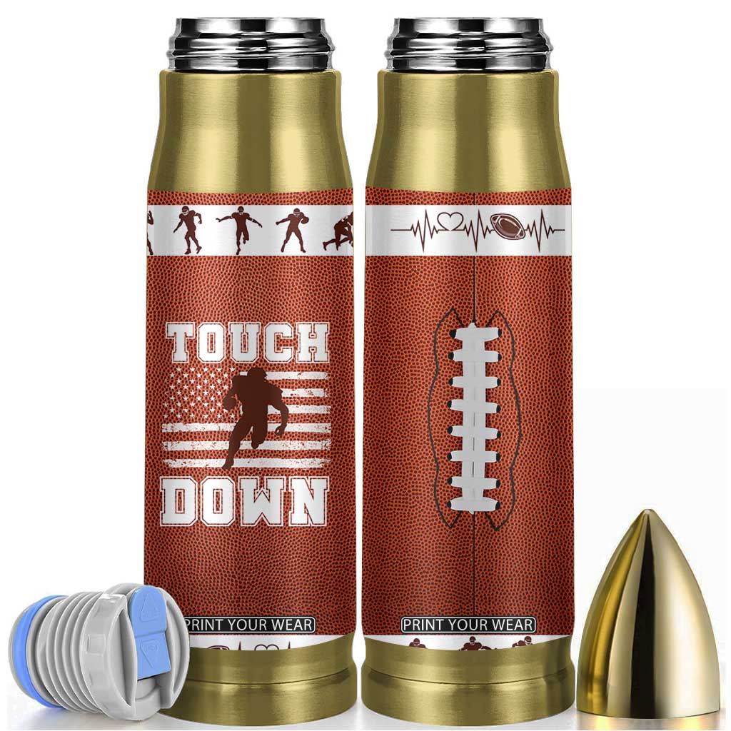 Football Lovers Bullet Tumbler Touchdown Season American Flag TB10 Brown Print Your Wear