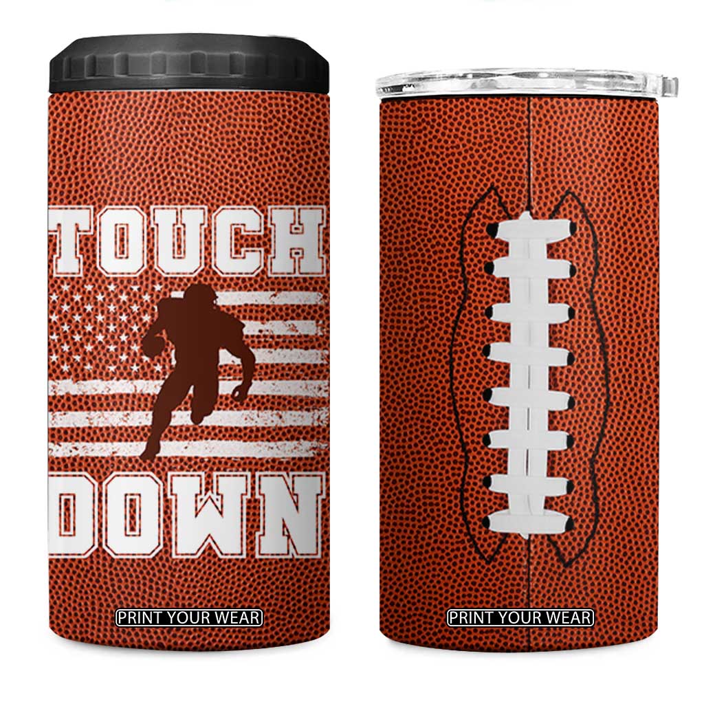 Football Lovers 4 in 1 Can Cooler Tumbler Touchdown Season American Flag TB10 One Size: 16 oz Brown Print Your Wear