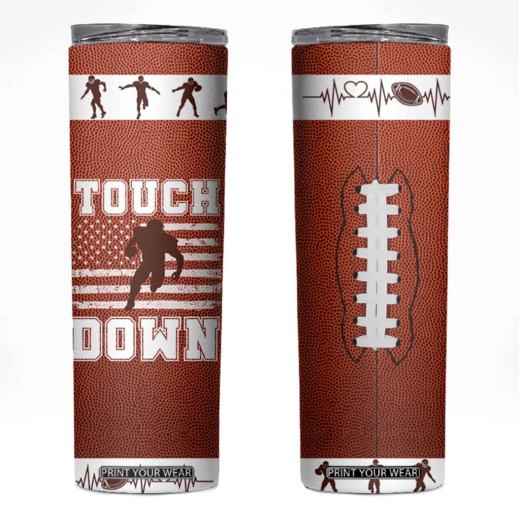 Football Lovers Skinny Tumbler Touchdown Season American Flag TB10 Brown Print Your Wear