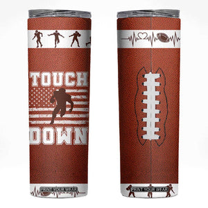 Football Lovers Skinny Tumbler Touchdown Season American Flag TB10 Brown Print Your Wear