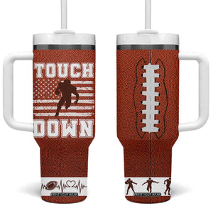 Football Lovers Tumbler With Handle Touchdown Season American Flag TB10 One Size: 40 oz Brown Print Your Wear