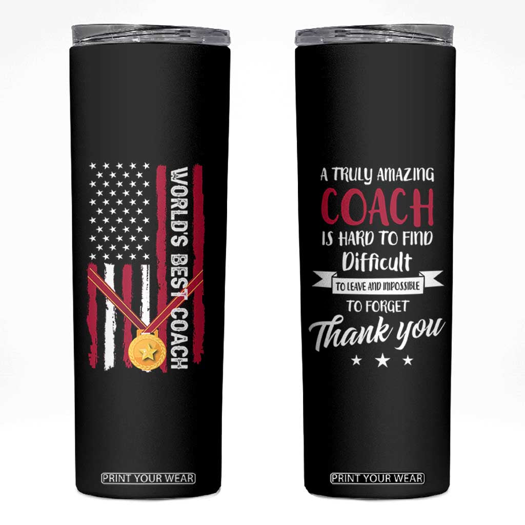 Best Coach Appreciation Gifts Skinny Tumbler Thank You Coach Coaches Appreciation Gifts US Flag TB10 Black Print Your Wear