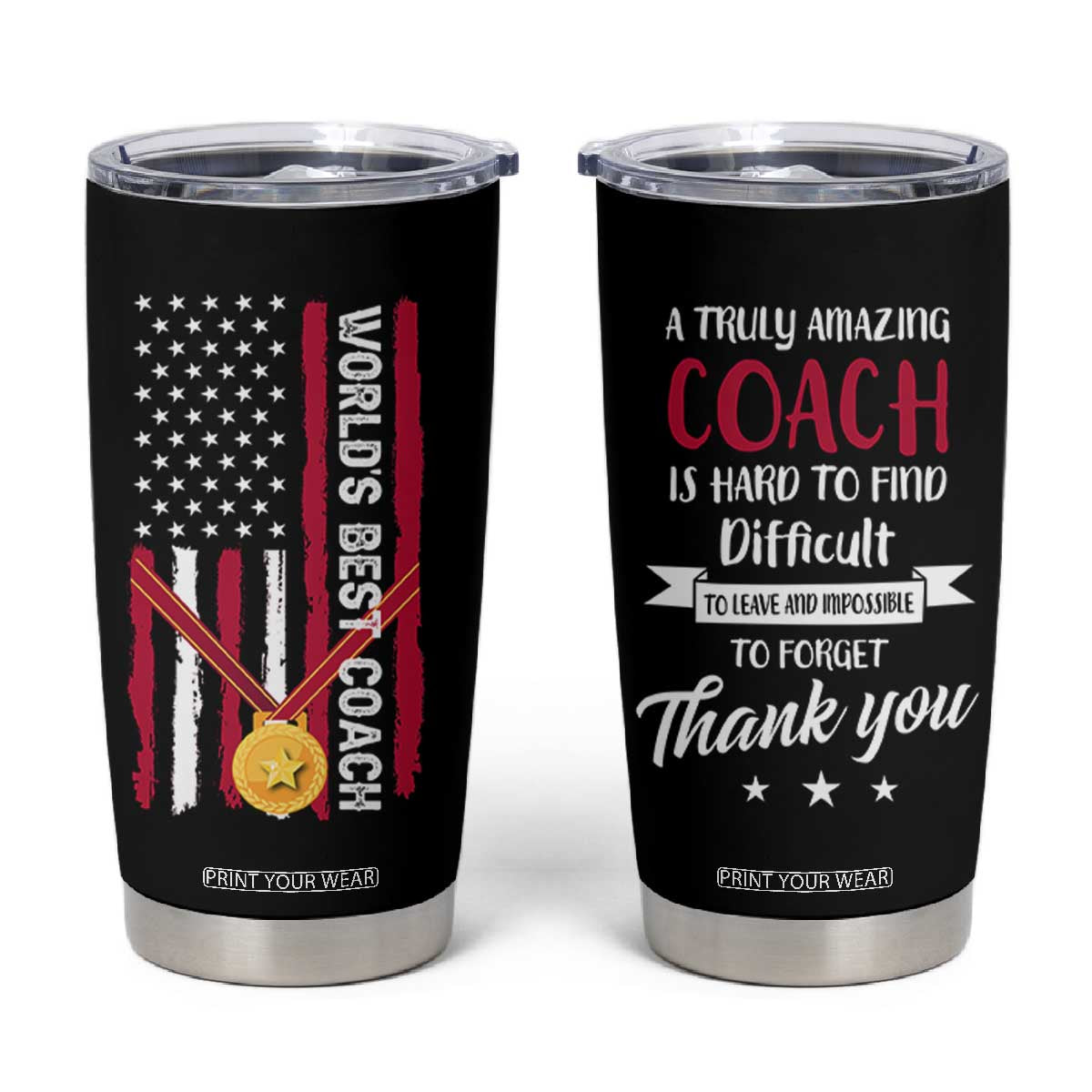 Best Coach Appreciation Gifts Tumbler Cup Thank You Coach Coaches Appreciation Gifts US Flag TB10 Black Print Your Wear
