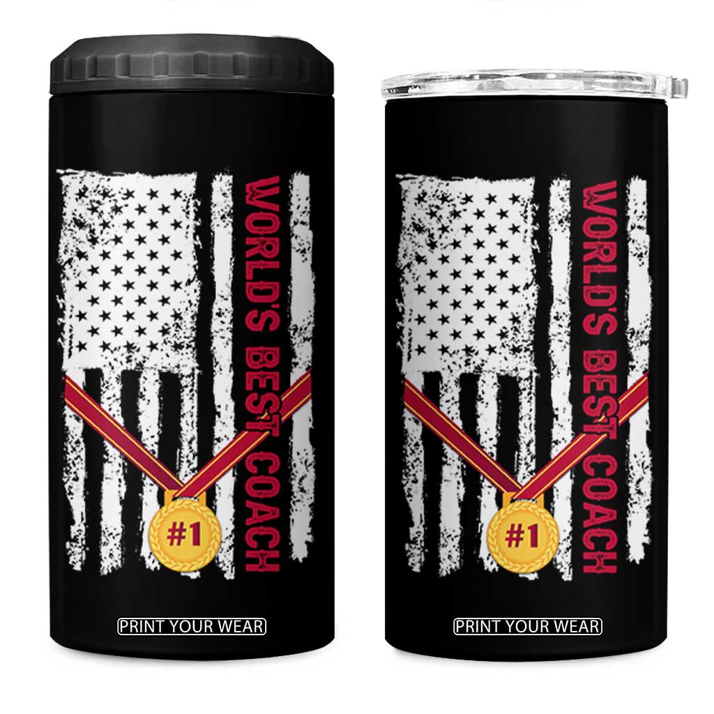 Coach Gifts 4 in 1 Can Cooler Tumbler World's Best Coach Appreciation Gifts US Flag TB10 One Size: 16 oz Black Print Your Wear