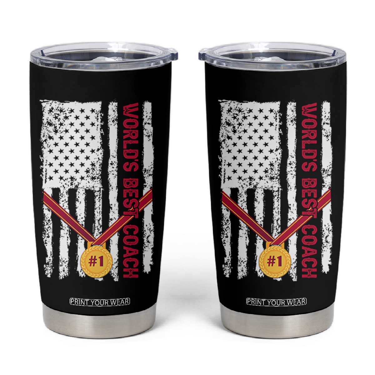 Coach Gifts Tumbler Cup World's Best Coach Appreciation Gifts US Flag TB10 Black Print Your Wear