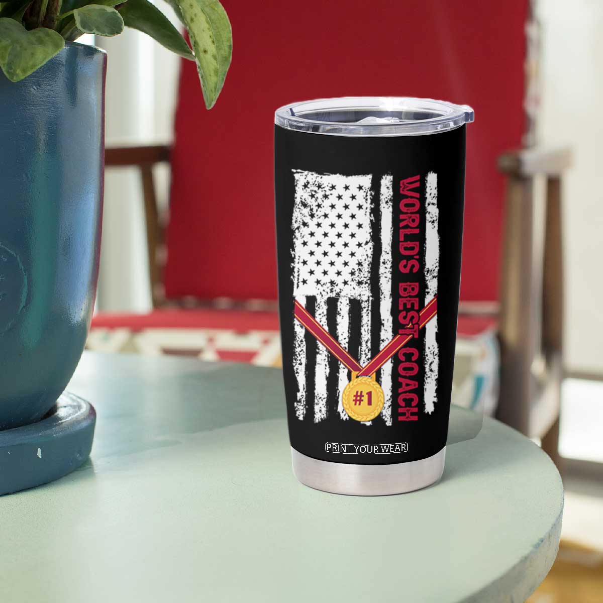 Coach Gifts Tumbler Cup World's Best Coach Appreciation Gifts US Flag TB10 Print Your Wear