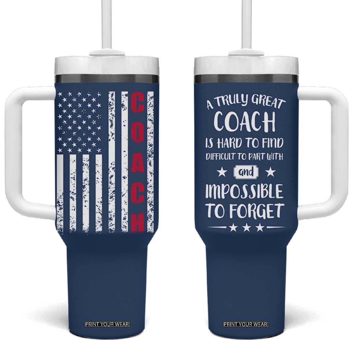 Coach Gifts Tumbler With Handle Soccer Softball Basketball Football Coachs Appreciation Gift TB10 One Size: 40 oz Navy Print Your Wear