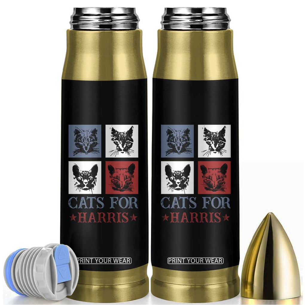 Cats For Harris 2024 President Bullet Tumbler Kamala Presidential Election TB10 Black Print Your Wear