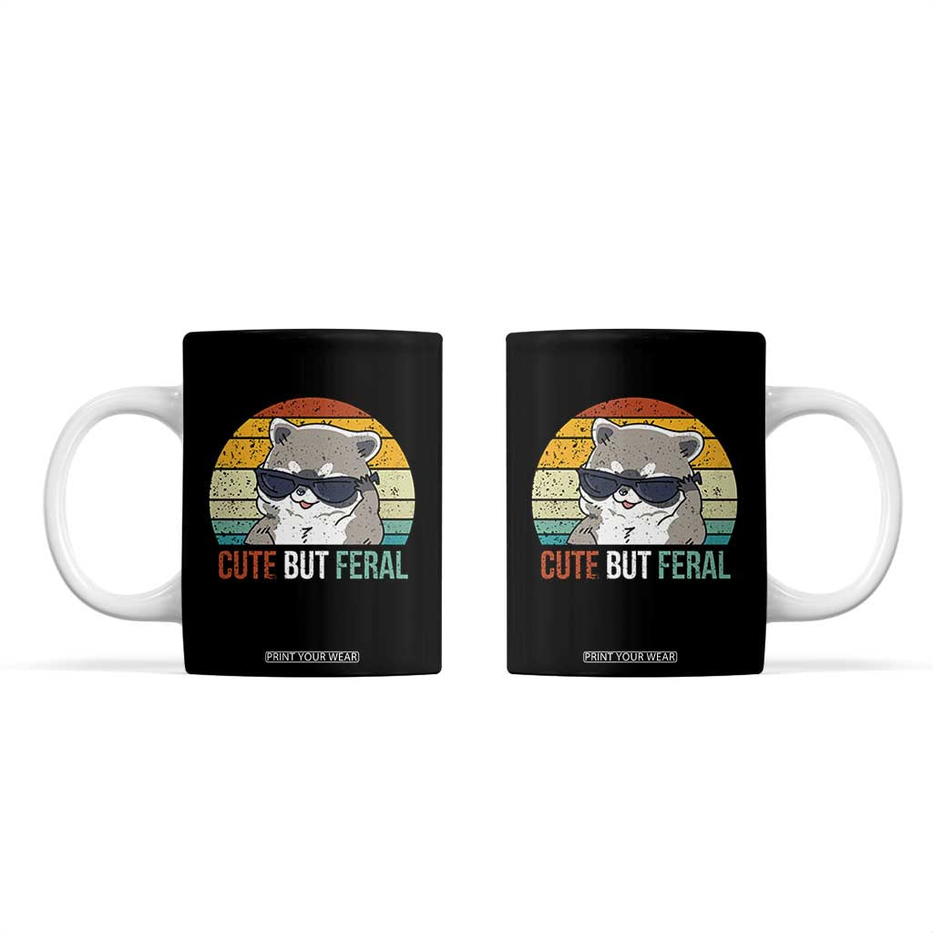 Funny Racoon Coffee Mug Cute But Feral TB10 Black Print Your Wear