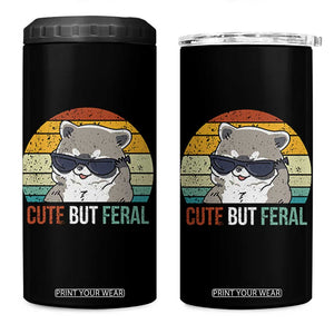 Funny Racoon 4 in 1 Can Cooler Tumbler Cute But Feral TB10 One Size: 16 oz Black Print Your Wear