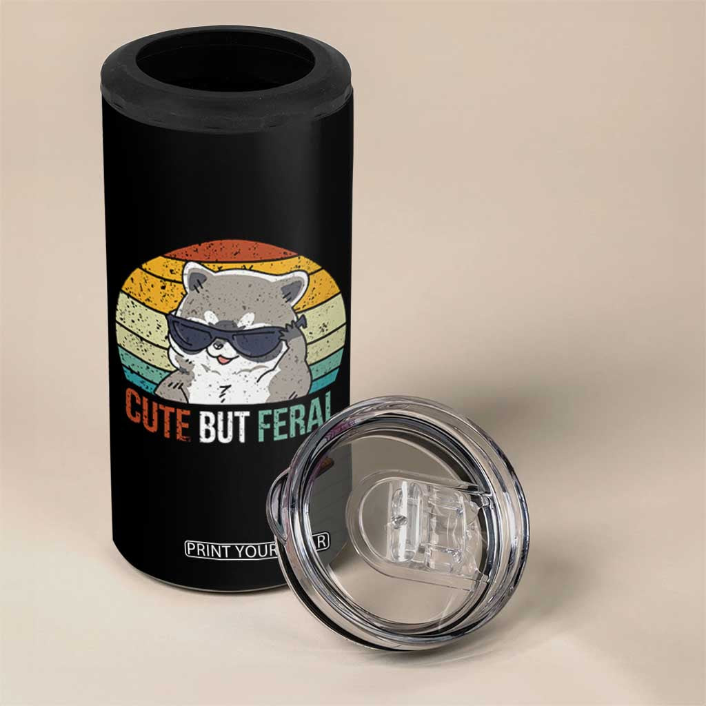 Funny Racoon 4 in 1 Can Cooler Tumbler Cute But Feral TB10 Print Your Wear
