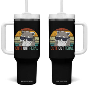 Funny Racoon Tumbler With Handle Cute But Feral TB10 One Size: 40 oz Black Print Your Wear