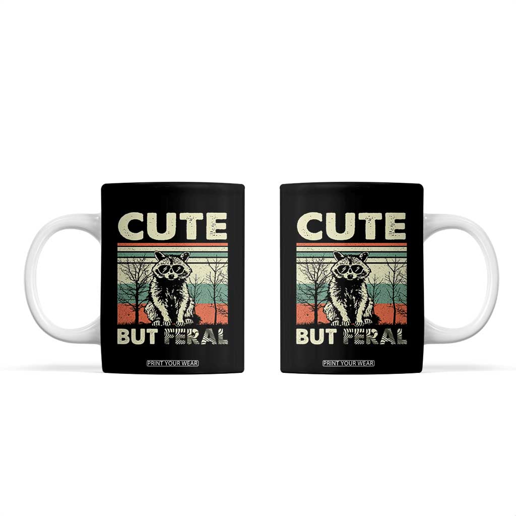 Funny Racoon Coffee Mug Retro Trash Panda Cute But Feral TB10 Black Print Your Wear