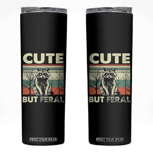 Funny Racoon Skinny Tumbler Retro Trash Panda Cute But Feral TB10 Black Print Your Wear