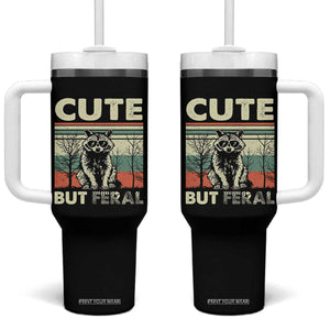 Funny Racoon Tumbler With Handle Retro Trash Panda Cute But Feral TB10 One Size: 40 oz Black Print Your Wear