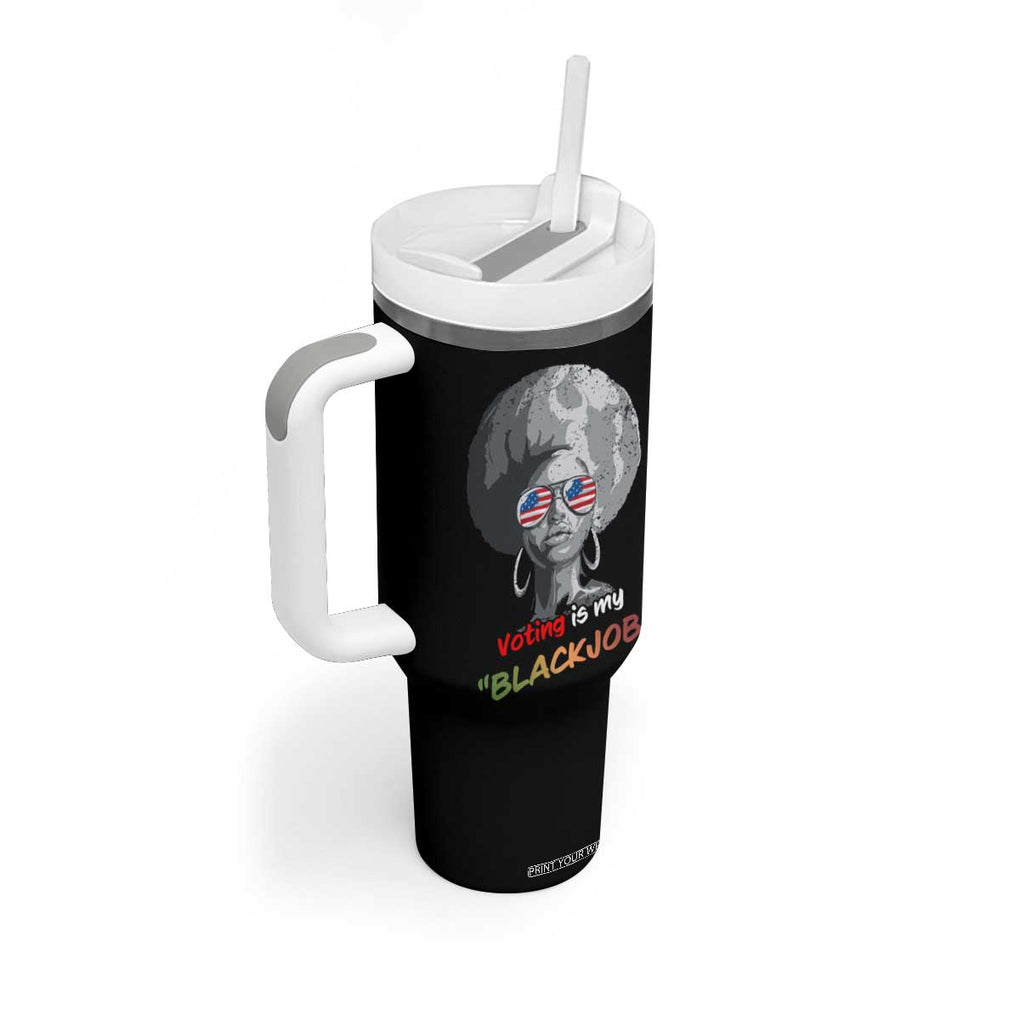 Harris 2024 Election Tumbler With Handle Voting Is My Black Job TB10 Print Your Wear