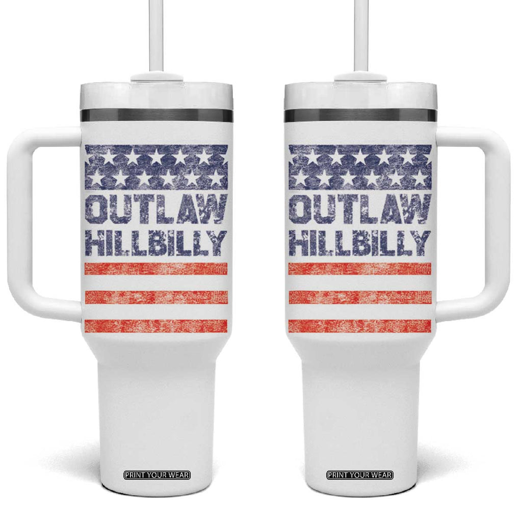 Trump Vance 2024 Election Tumbler With Handle Outlaw Hillbilly 45 47 US Flag Vintage TB10 One Size: 40 oz White Print Your Wear
