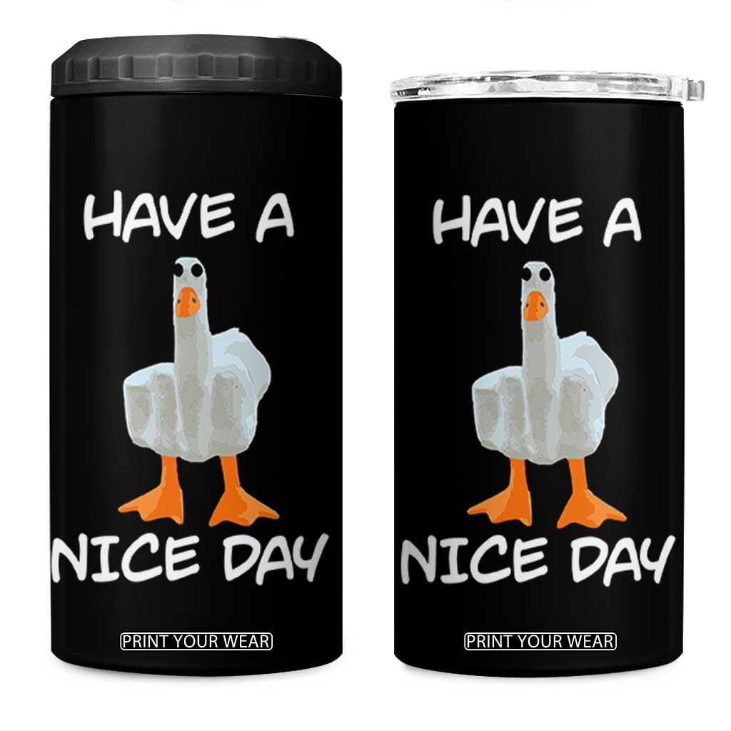 Duck You 4 in 1 Can Cooler Tumbler Funny Middle Finger Duck You White Elephant Gifts For Adults TB10 One Size: 16 oz Black Print Your Wear