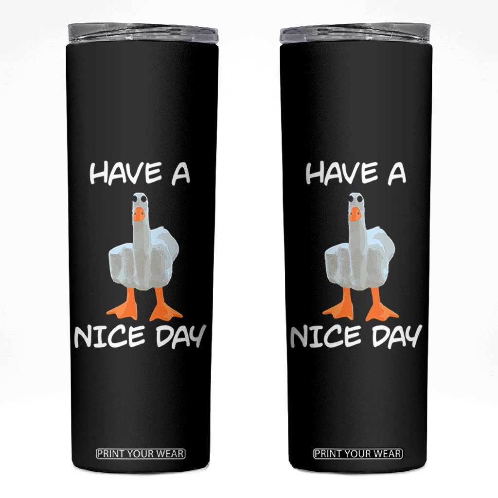 Duck You Skinny Tumbler Funny Middle Finger Duck You White Elephant Gifts For Adults TB10 Black Print Your Wear