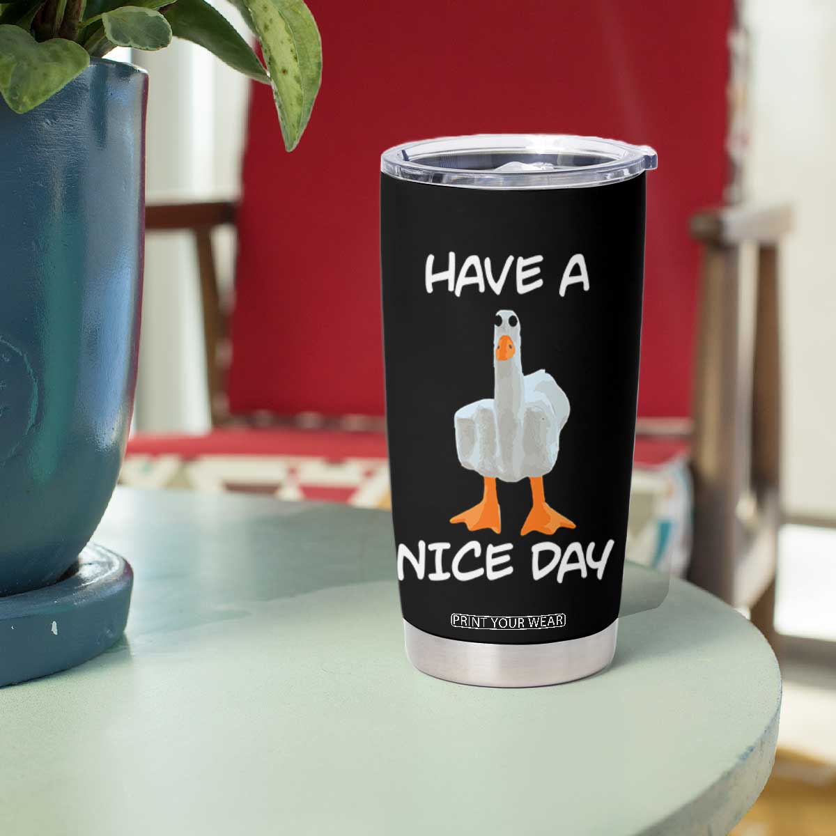 Duck You Tumbler Cup Funny Middle Finger Duck You White Elephant Gifts For Adults TB10 Print Your Wear