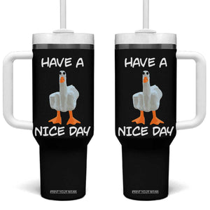 Duck You Tumbler With Handle Funny Middle Finger Duck You White Elephant Gifts For Adults TB10 One Size: 40 oz Black Print Your Wear