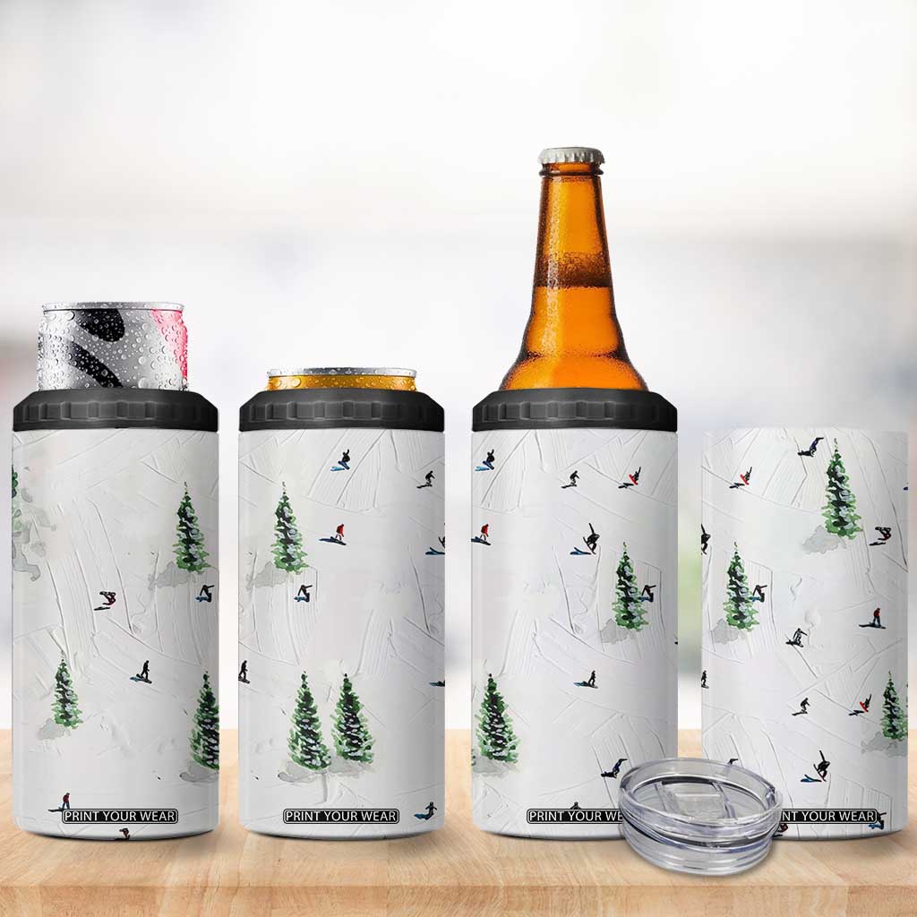 Skiing Gifts 4 in 1 Can Cooler Tumbler Funny Ski Gift for Skiers Downhill Skiing TB10 Print Your Wear