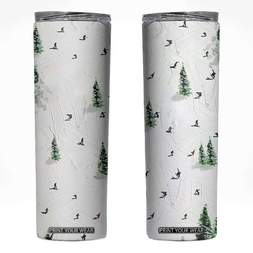 Skiing Gifts Skinny Tumbler Funny Ski Gift for Skiers Downhill Skiing TB10 White Print Your Wear