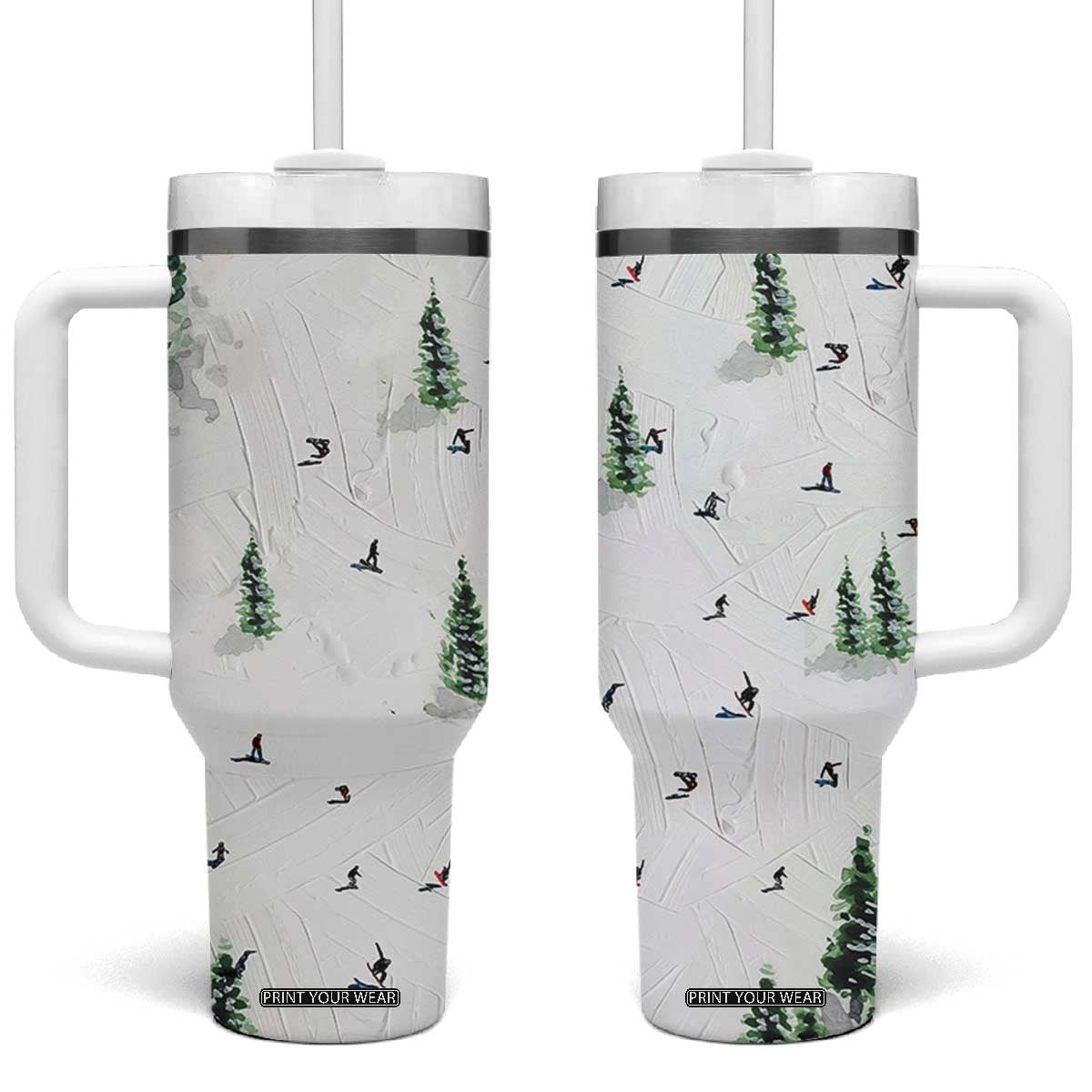 Skiing Gifts Tumbler With Handle Funny Ski Gift for Skiers Downhill Skiing TB10 One Size: 40 oz White Print Your Wear