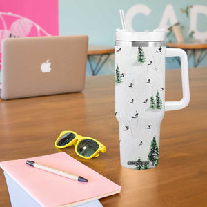 Skiing Gifts Tumbler With Handle Funny Ski Gift for Skiers Downhill Skiing TB10 Print Your Wear
