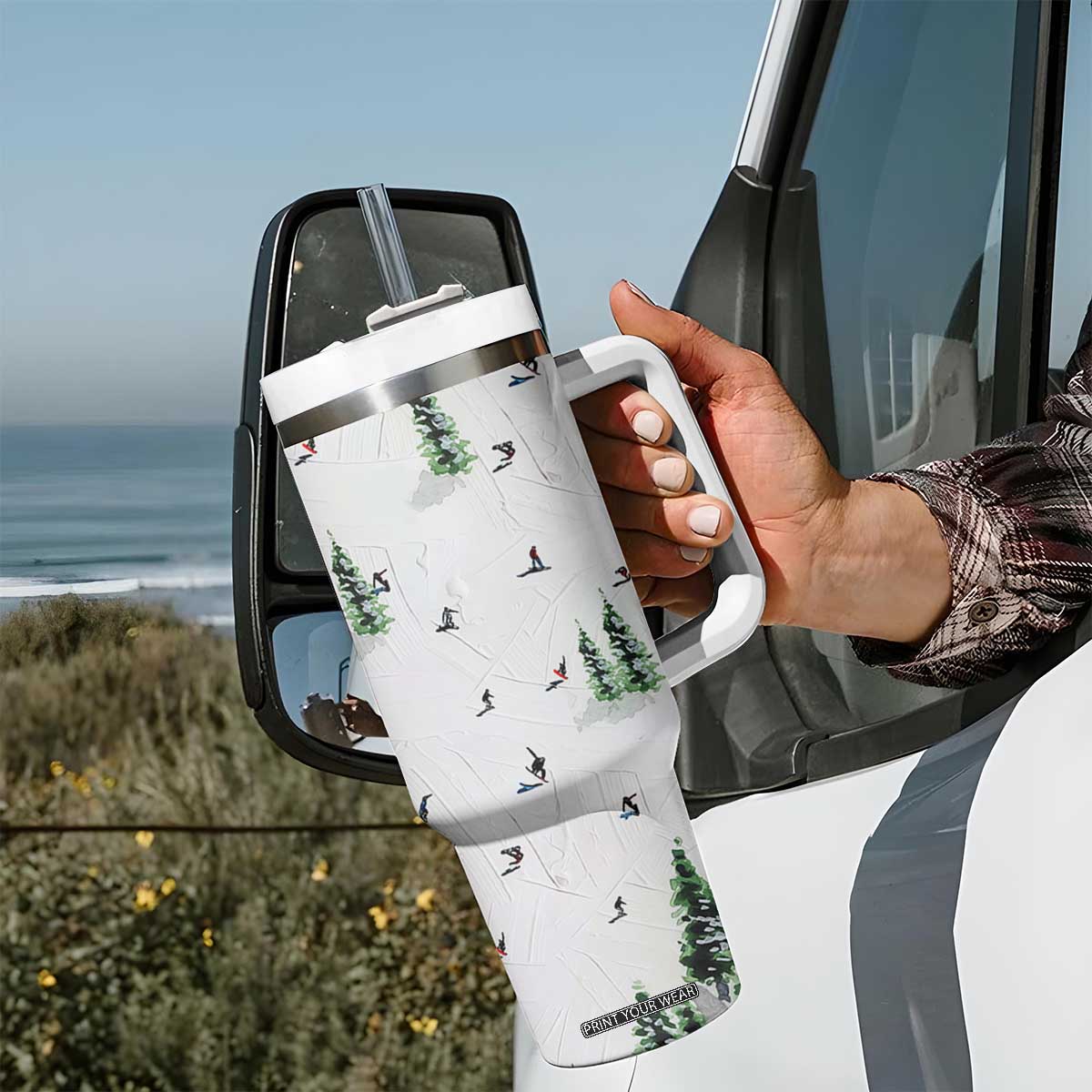 Skiing Gifts Tumbler With Handle Funny Ski Gift for Skiers Downhill Skiing TB10 Print Your Wear