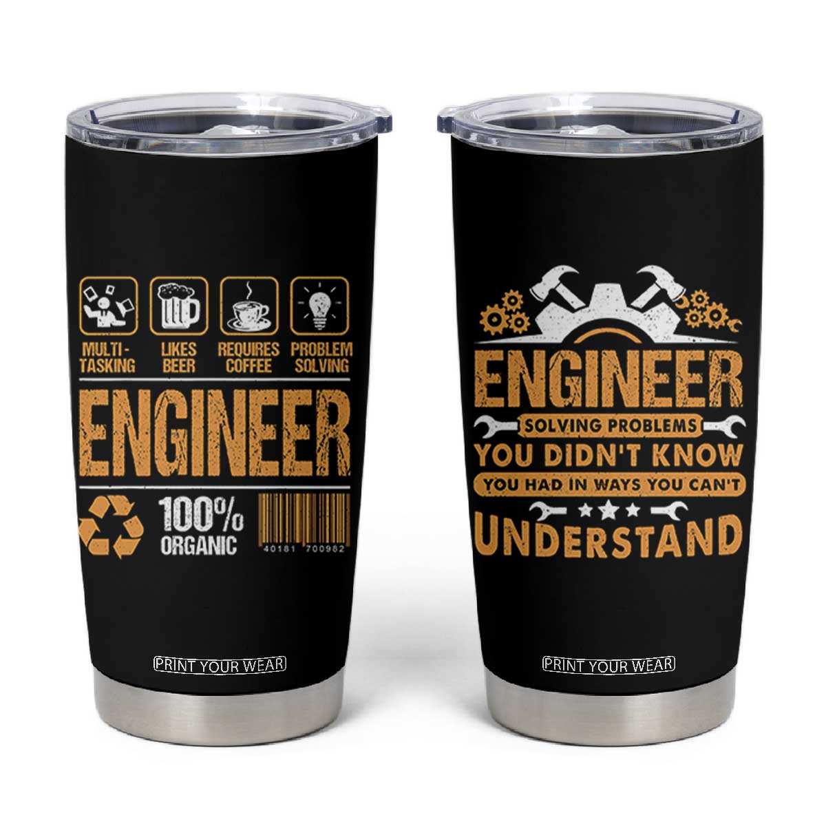 Engineer Gifts Tumbler Cup Mechanical Aerospace Engineering TB10 Black Print Your Wear