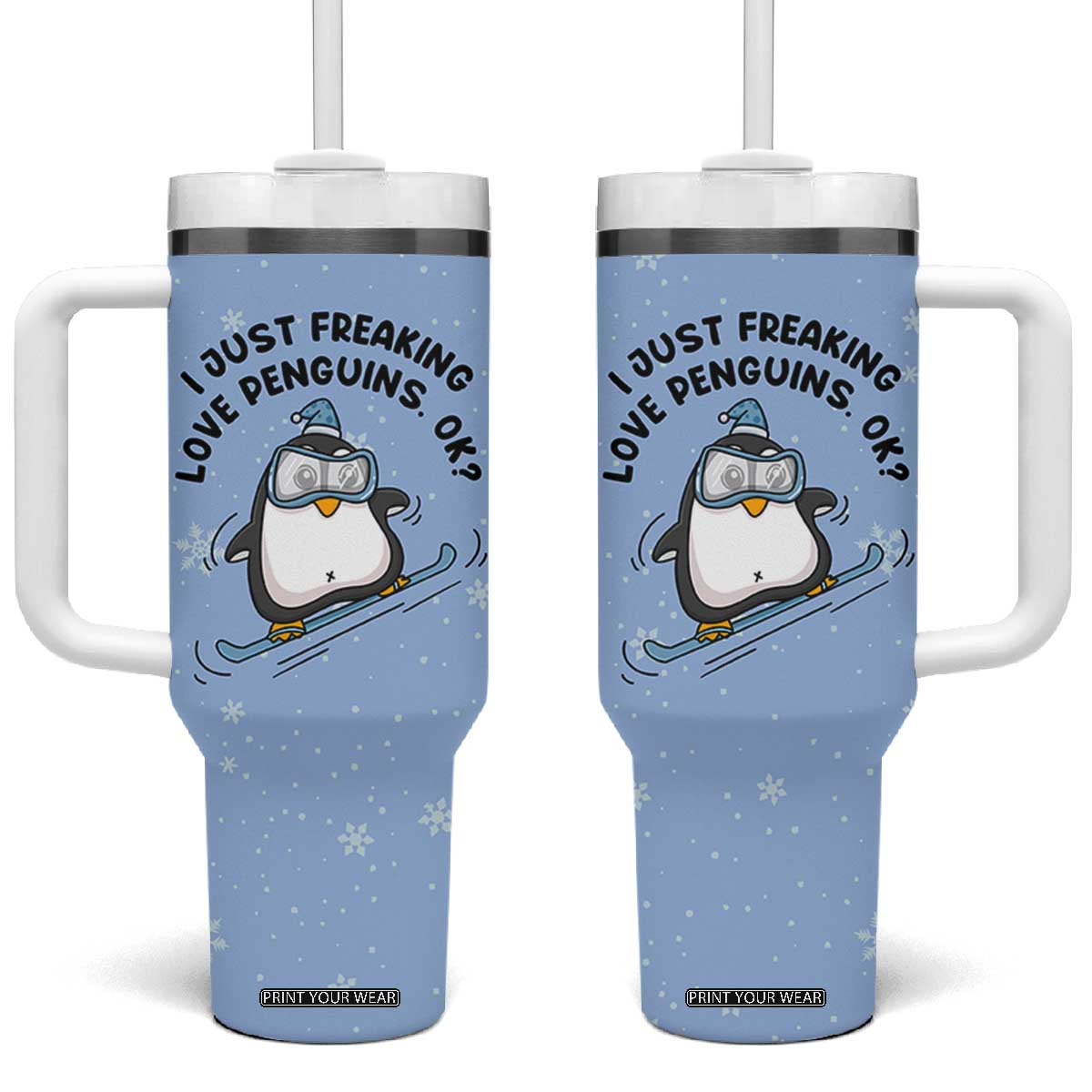 Penguin Gifts Tumbler With Handle Gift For Girls Friends Teacher Girlfriend Who Loves Penguins TB10 One Size: 40 oz Blue Print Your Wear