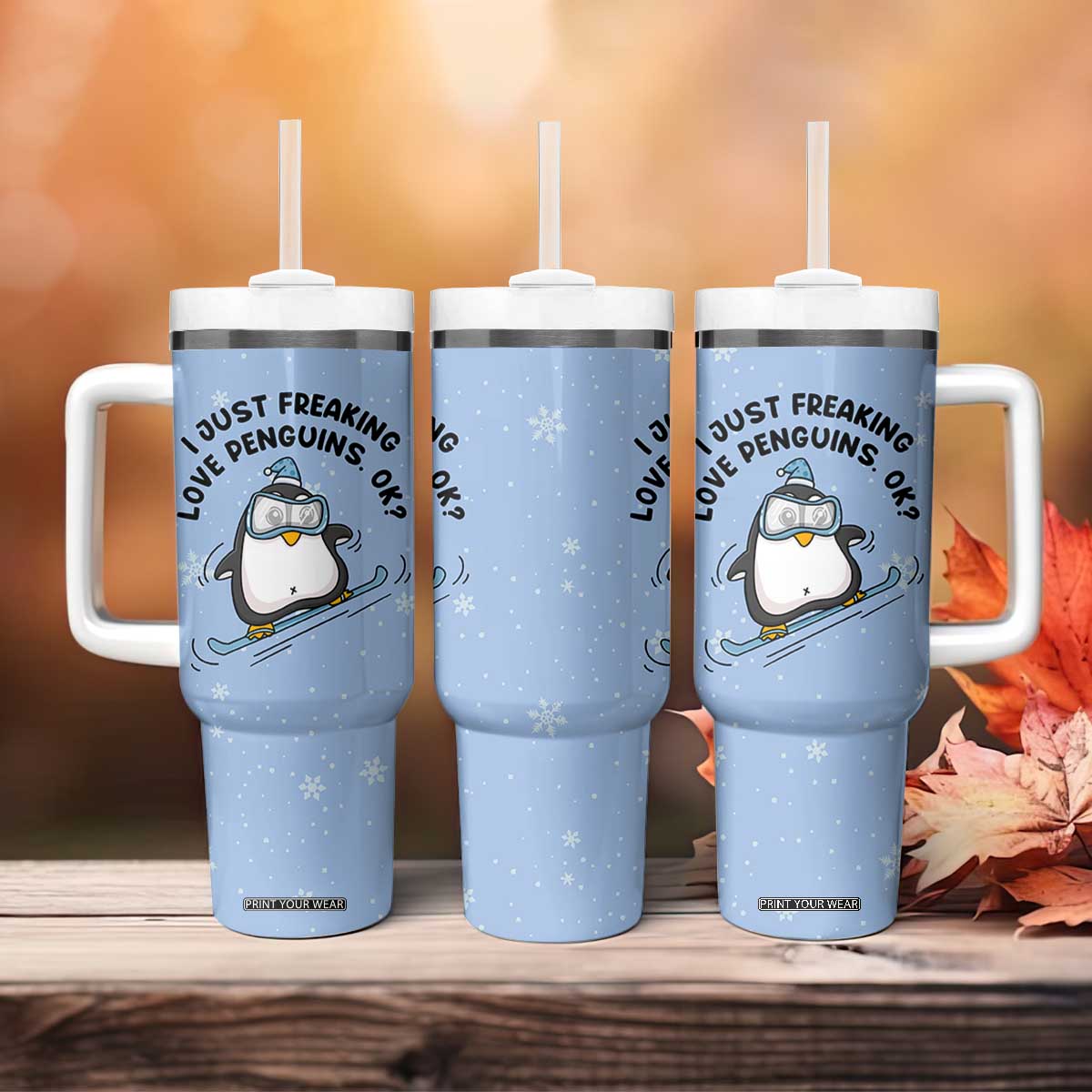 Penguin Gifts Tumbler With Handle Gift For Girls Friends Teacher Girlfriend Who Loves Penguins TB10 Print Your Wear