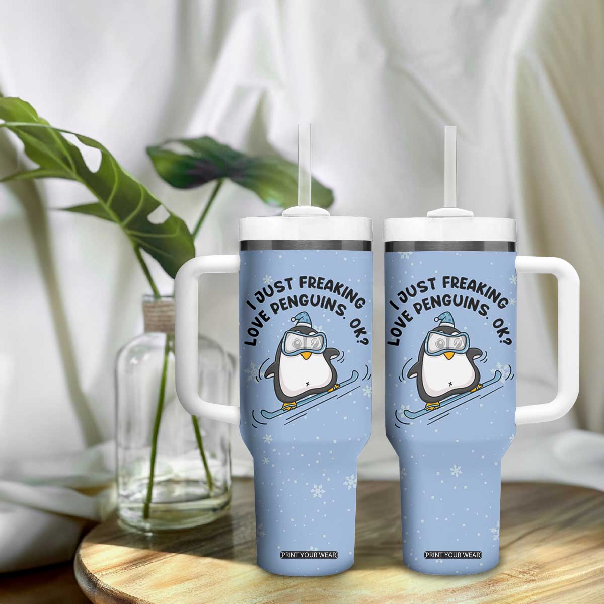 Penguin Gifts Tumbler With Handle Gift For Girls Friends Teacher Girlfriend Who Loves Penguins TB10 Print Your Wear