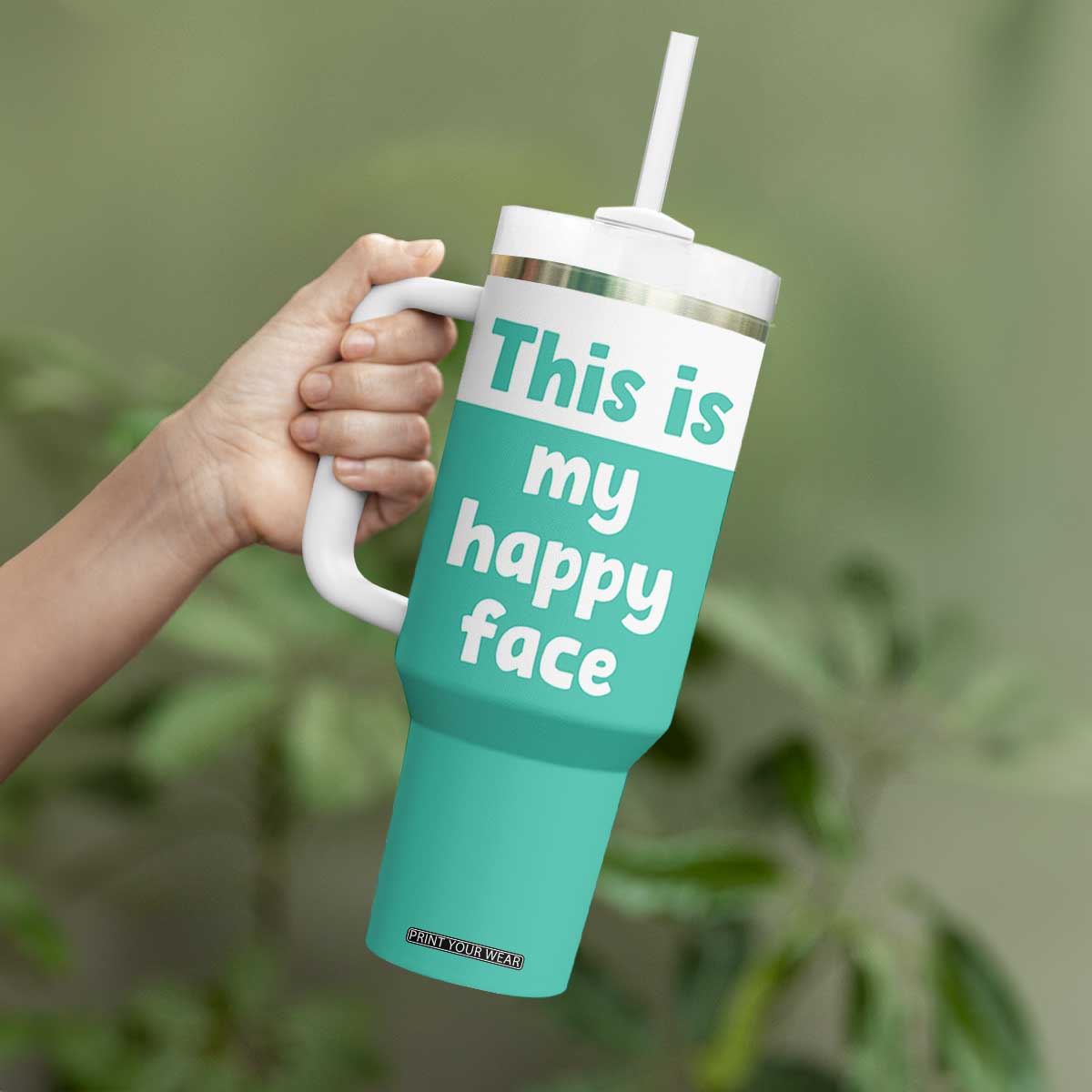 Funny Resting Face Tumbler With Handle This Is My Happy Face Sea Turtle Gifts TB10 Print Your Wear