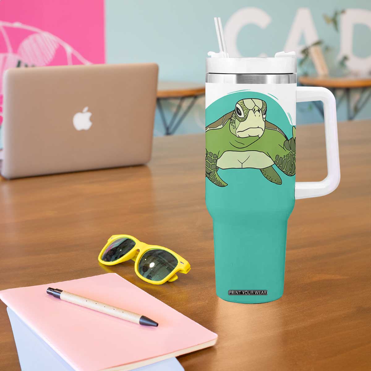 Funny Resting Face Tumbler With Handle This Is My Happy Face Sea Turtle Gifts TB10 Print Your Wear