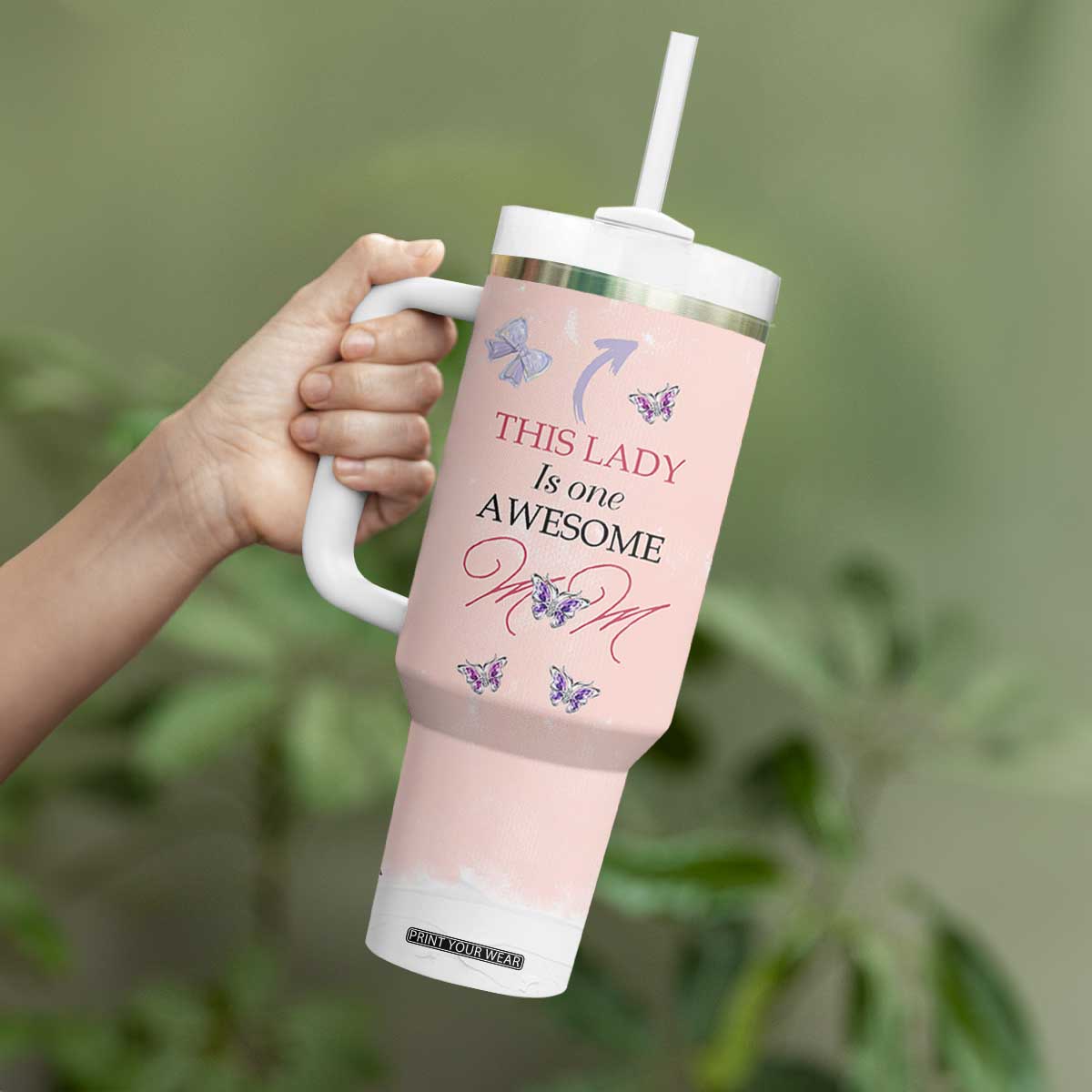 Birthday Gifts For Mom Tumbler With Handle This Lady Is One Awesome Mom Mothers Day Gifts TB10 Print Your Wear