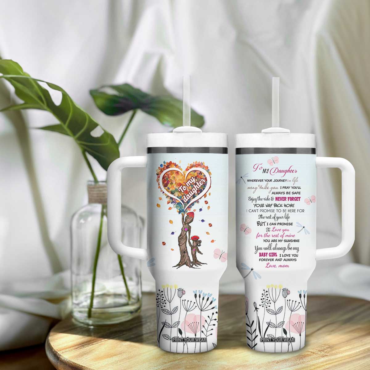 Daughter Gift From Mom Tumbler With Handle Valentines Day Gifts For Daughters TB10 Print Your Wear