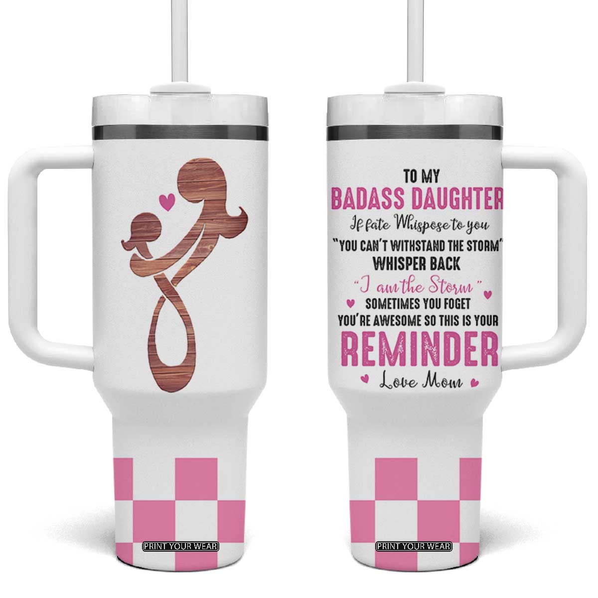Funny Daughter Gifts Tumbler With Handle To My Badass Daughter From Mom Adult Daughter Birthday Gifts Ideas TB10 One Size: 40 oz White Print Your Wear