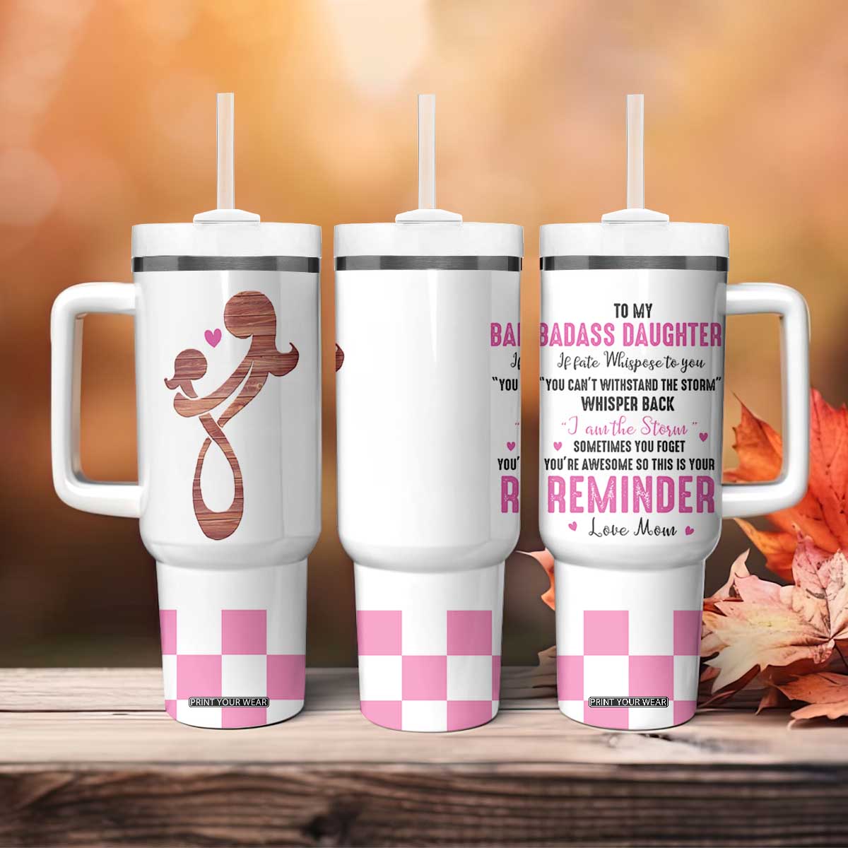 Funny Daughter Gifts Tumbler With Handle To My Badass Daughter From Mom Adult Daughter Birthday Gifts Ideas TB10 Print Your Wear