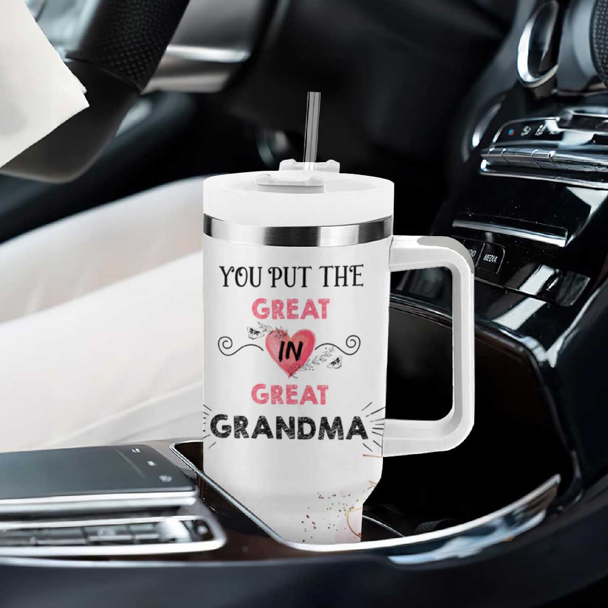 Mothers Day Grandma Tumbler With Handle You Put the Great in Great Grandma TB10 Print Your Wear