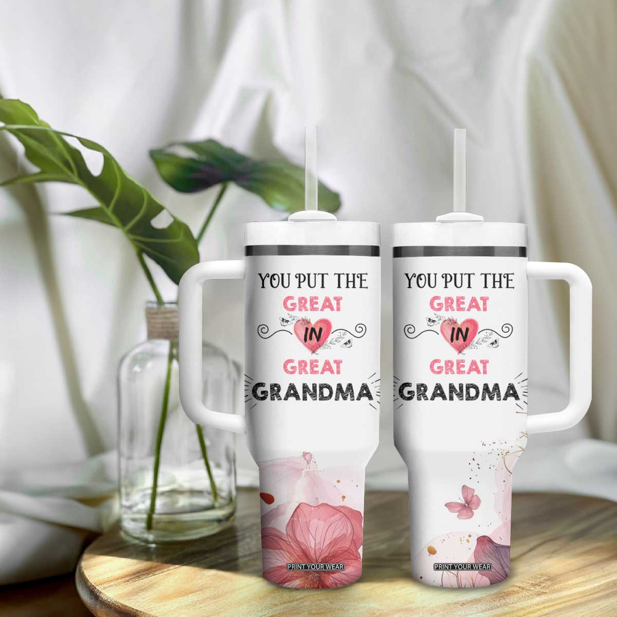 Mothers Day Grandma Tumbler With Handle You Put the Great in Great Grandma TB10 Print Your Wear