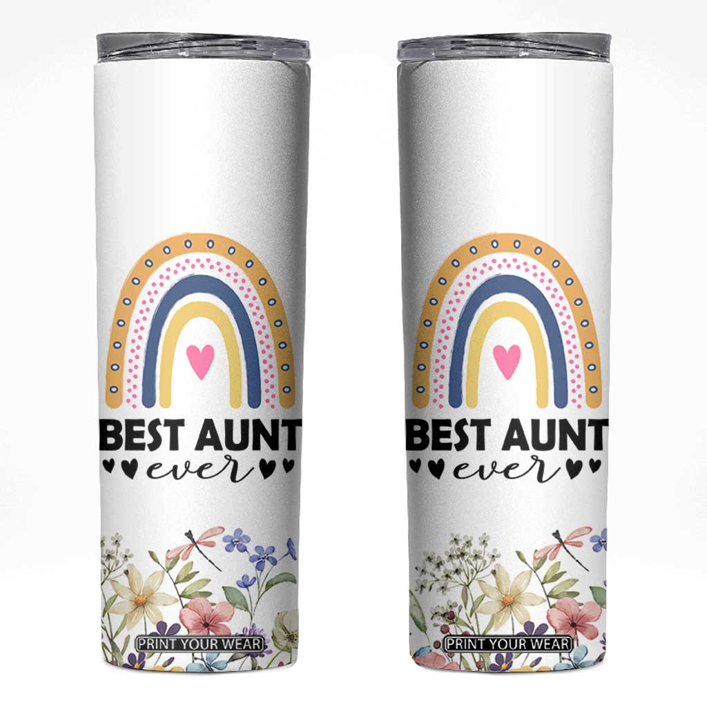 Gift For Aunt Skinny Tumbler Flower Aunts Gifts For Birthday Christmas Mothers Day Best Aunt Ever TB10 White Print Your Wear
