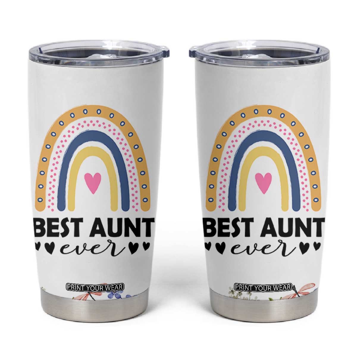 Gift For Aunt Tumbler Cup Flower Aunts Gifts For Birthday Christmas Mothers Day Best Aunt Ever TB10 White Print Your Wear