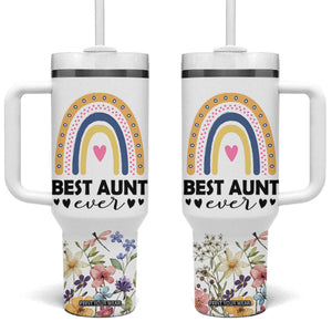 Gift For Aunt Tumbler With Handle Flower Aunts Gifts For Birthday Christmas Mothers Day Best Aunt Ever TB10 One Size: 40 oz White Print Your Wear