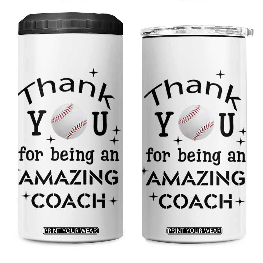 Baseball Coach Gifts 4 in 1 Can Cooler Tumbler Thank You Coaches Appreciation Retirement Gift TB10 One Size: 16 oz White Print Your Wear