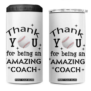 Baseball Coach Gifts 4 in 1 Can Cooler Tumbler Thank You Coaches Appreciation Retirement Gift TB10 One Size: 16 oz White Print Your Wear
